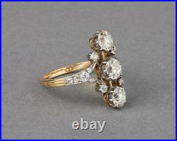 3.08 Ct Diamond Engagement & Wedding Perfect Art Deco Ring 14K Yellow Gold Over