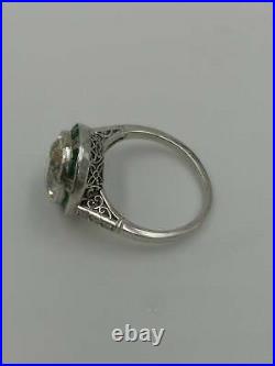 3.1 Ct Diamond Vintage Art Deco Engagement Wedding Halo Ring 14K White Gold Over