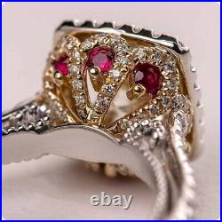 3.20 Ct Round Moissanite Vintage Art Deco Engagement Ring 14K White Gold Plated