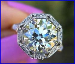 3.35CT Round Cut White Diamond Vintage Art Deco Halo Engagement Ring 925 Silver