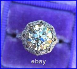 3.35CT Round Cut White Diamond Vintage Art Deco Halo Engagement Ring 925 Silver