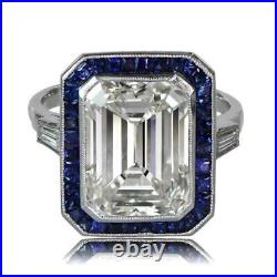 3.37ct New Art Deco Vintage White Cz Emerald Cut 935 Silver Engagement Ring