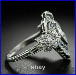3.50Ct Lab Created Diamond Edwardian Art Deco Vintage Ring 14K White Gold Plated