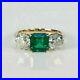 3.50Ct Lab-Grown Green Emerald Art Deco Vintage Wedding Ring 14K Yellow Gold FN