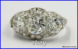 3.51 Ct Antique Vintage Art Deco Old European Diamond Engagement Ring Plat Gia
