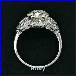 3.5CT Round Cut Moissanite Art Deco Vintage Engagement Ring In 14K White Gold FN