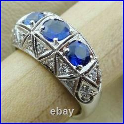3.5ct Lab Created Blue Diamond Engagement Wedding Vintage Art Deco Womens Ring