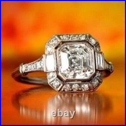 3.60 Ct Art Deco White Diamond Vintage Antique Wedding Ring 925 Sterling Silver