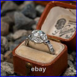 3.66 Ct Round Cut Lab-Created Diamond Vintage Art Deco Engagement Ring 14k Gold