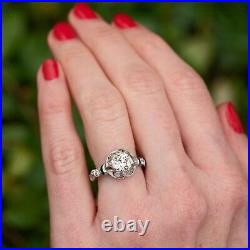 3.66 Ct Round Cut Lab-Created Diamond Vintage Art Deco Engagement Ring 14k Gold
