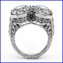 3.69 Ct Round Cut Lab-Created Diamond Two-Stone Filigree Vintage Art Deco Rings