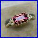 3.70 Ct Pink Tourmaline Vintage Style Art Deco Engagement Ring Argentium Silver