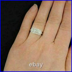 3.9Ct VVS1 Diamond Stunning Vintage Art Deco Engagement Ring 14K White Gold Over