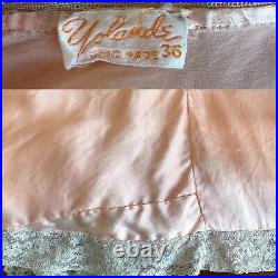 30s Peach Silk Slip Dress 20s Negligee Night Gown Ecru Lace Bias Cut Vtg Boudoir