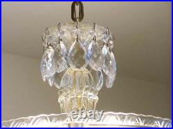 358 40's Vintage Antique Ceiling Light Lamp Fixture Glass Chandelier