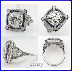 3CT Lab Created Diamond Art Deco Vintage Engagement Ring 14K White Gold Plated
