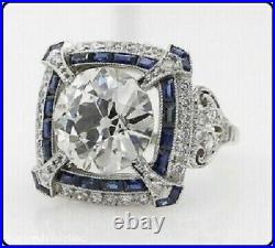 3CT Lab Created Diamond Art Deco Vintage Engagement Ring 14K White Gold Plated