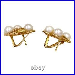 3Ct Antique Vintage Art Deco Retro 14k Yellow Gold Plated Natural Pearl Earrings
