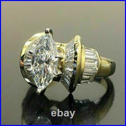 3Ct Marquise Cut Simulated Diamond Art Deco 925 Sterling Silver Engagement Ring