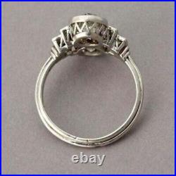 3Ct Round Cut Moissanite Art Deco Vintage Engagement Ring 14K White Gold plated