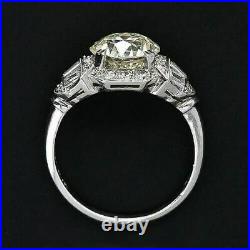 3Ct Round Cut Moissanite Art Deco Vintage Engagement Ring Solid 14K White Gold