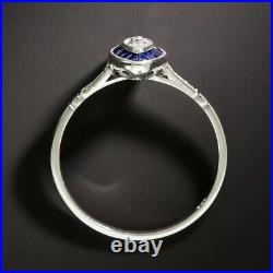 3Ct Vintage Real Moissanite Marquise Calibre Sapphires Art Deco Engagement Ring