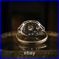 3Stone Art Deco Bridal Ring 2 Ct Lab-Created 14K White Gold Plated Vintage Ring