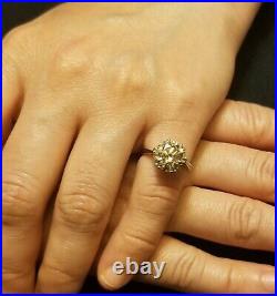 4.02ct. Platinum art deco filigree Engagement ring natural champagne diamond