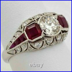 4.75Ct Art Deco Vintage Round Lab-Created Antique Engagement Ring In 935 Silver