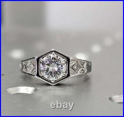 4 Ct Round Cut Lab-Created Diamond 1920's Filigree simple Vintage Art Deco Rings