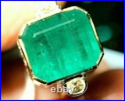 5.50Ct Lab-Grown Green Emerald Art Deco Vintage Wedding Ring 14K Yellow Gold FN