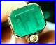 5.50Ct Lab-Grown Green Emerald Art Deco Vintage Wedding Ring 14K Yellow Gold FN