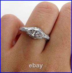 5Ct East West Marquise Cut Diamond Vintage Engagement Ring 14K White Gold Over