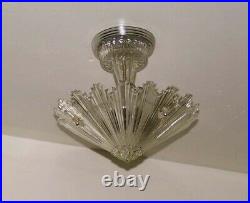 654 Vintage arT Deco Ceiling Light Lamp Fixture Glass Starburst