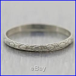 7-5-31 1930's Antique Art Deco Platinum Engraved Wedding Band Ring