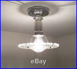 768 Vintage arT Deco Ceiling Light Lamp Fixture Glass Re-Wired 1 of 6