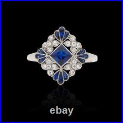 925 Argentium Silver Art Deco Vintage Style Beautiful Women's Lab Created Ring