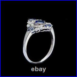 925 Argentium Silver Art Deco Vintage Style Beautiful Women's Lab Created Ring