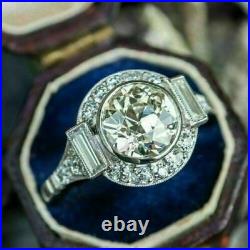 925 Silver Art Deco 3.10 Ct Round Cut White Diamond Antique Vintage Wedding Ring