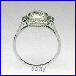 925 Silver Art Deco 3.10 Ct Round Cut White Diamond Antique Vintage Wedding Ring