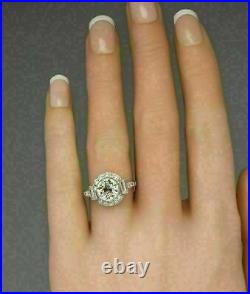 925 Silver Art Deco 3.10 Ct Round Cut White Diamond Antique Vintage Wedding Ring