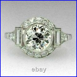 925 Silver Art Deco 3.10 Ct Round Cut White Diamond Antique Vintage Wedding Ring