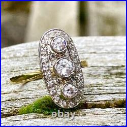 925 Silver Art Deco Vintage Style Engagement Ring 3Ct Diamond Yellow Gold Plated
