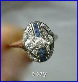 925 Sterling Silver Vintage Art Deco Ring Antique Engagement Ring 2.50Ct Diamond