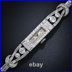 925 Sterling Silver Watches Cubic Zirconia Wrist Art Deco Vintage tyle