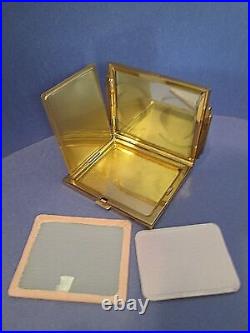 AGME Art Deco Mother of Pearl Powder Compact Vintage Monogrammed JD Switzerland