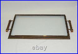 ANTIQUE 1930's FRENCH ART DECO X BASE BRASS BUTLER TABLE & SERVING TRAY