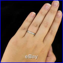 ART DECO ENGRAVED WEDDING BAND VINTAGE STYLE 20s ETCHED RETRO WHITE GOLD RING