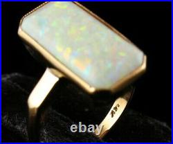 ART DECO VINTAGE FINE NATURAL 4.0ct AUSTRALIAN OPAL SOLID 14K YELLOW GOLD RING