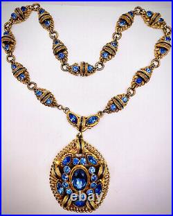 AUSTRO HUNGARIAN CZECH\uD83D\uDC99ART-DECO\uD83D\uDC99ENAMEL SAPPHIRE-BLUE RHINESTONE\uD83D\uDC99NECKLACE